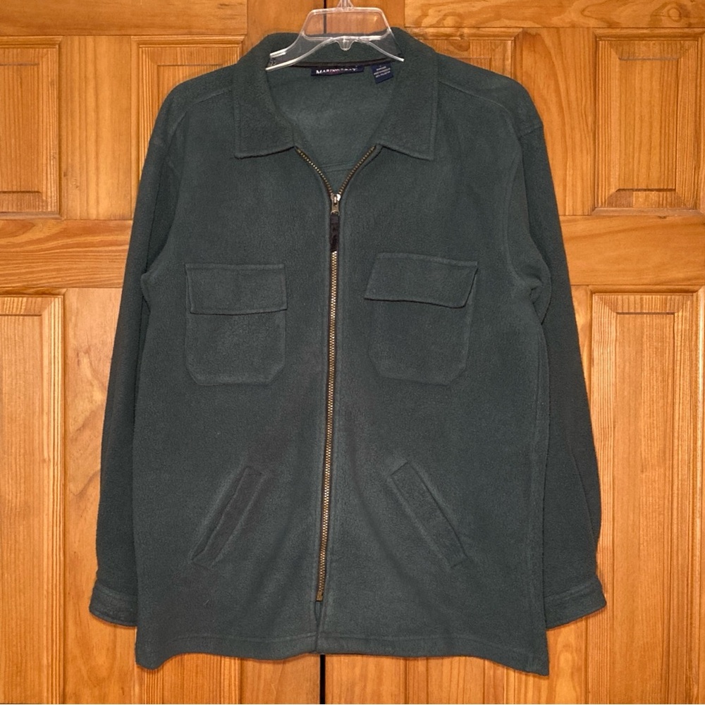 EUC Marino Bay Vintage 90s Shacket Lightweight Fleece Jacket Top Green Size L